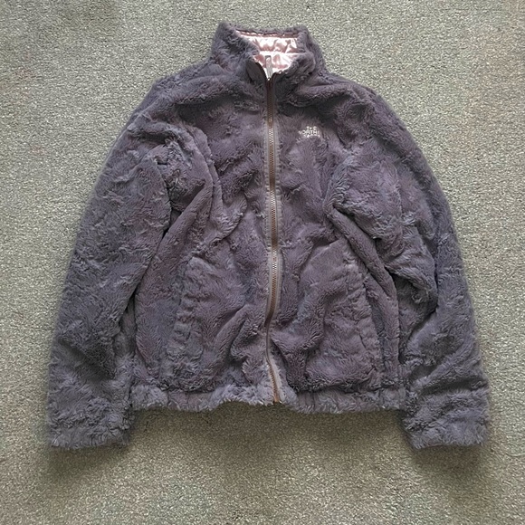 The North Face reversible puffer sherpa coat: Girls Large (Size 14/16); Like New - Picture 2 of 5